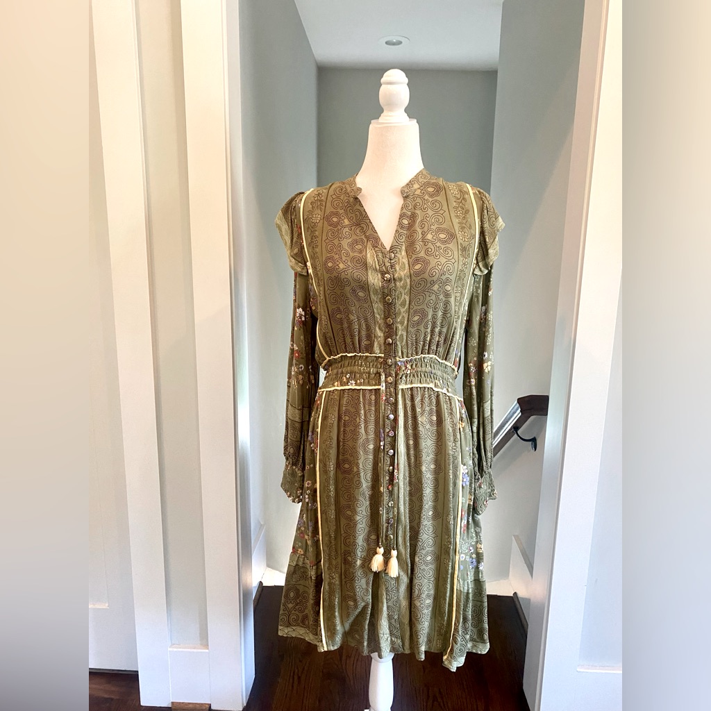 Nwt-Tulle & Batiste Grace Dress, Green Print Size Small.